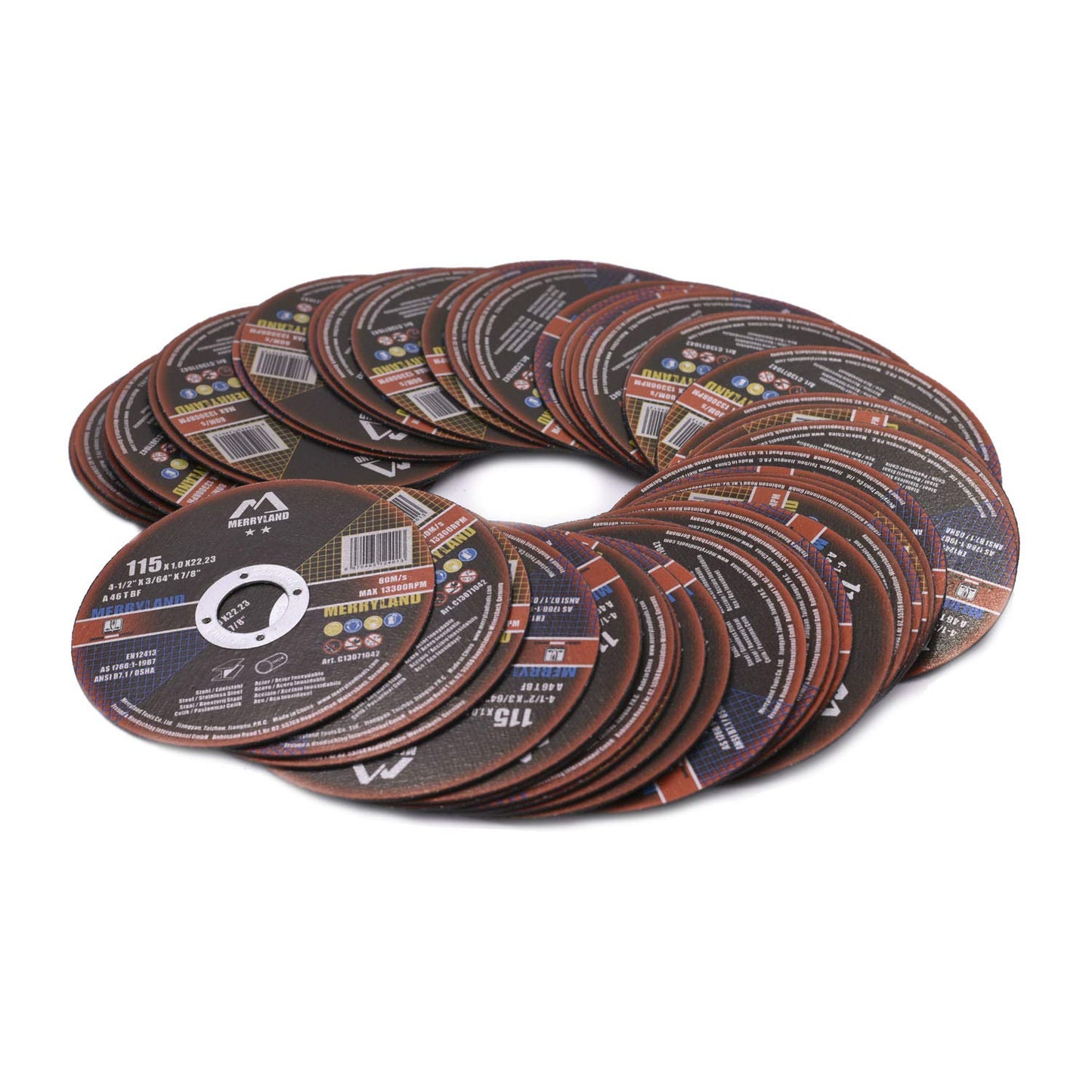 Merryland Cutting Disc 115 Metal for Angle Grinder, 115 X 1.0 X 22.23 mm Cutting Wheel 50 Pieces, INOX Stainless Steel Iron Universal 4.5 inch Type 41, Craft-Line C13071042