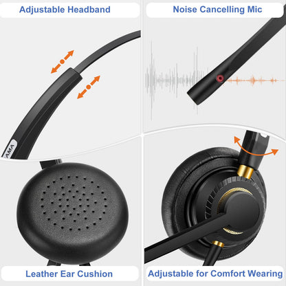 Arama Phone Headset for Cisco Landline, Noise Canceling Microphone Mute Switch Telephone Headset Compatible with Cisco IP-7821 7841 7942G 7931G 7940 7941G 7945G 7960 7961G 7962G 7965G 7975G 8811 8841