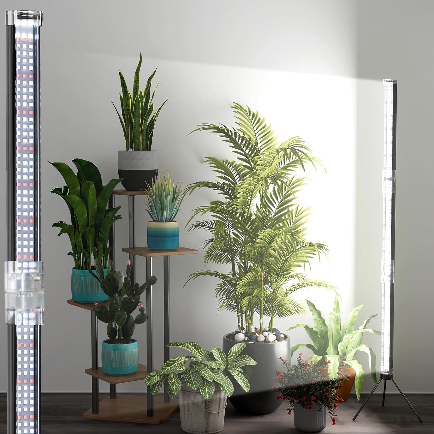 WeeLeeGoo Super-Bright 48" T10 Plant Lamp, 6000k Full Spectrum Standing Grow Light, 3 Modes & 5 Dimming Levels, Timer 4/8/12H,12V/3A High Power Output for Large & Tall Indoor Plants