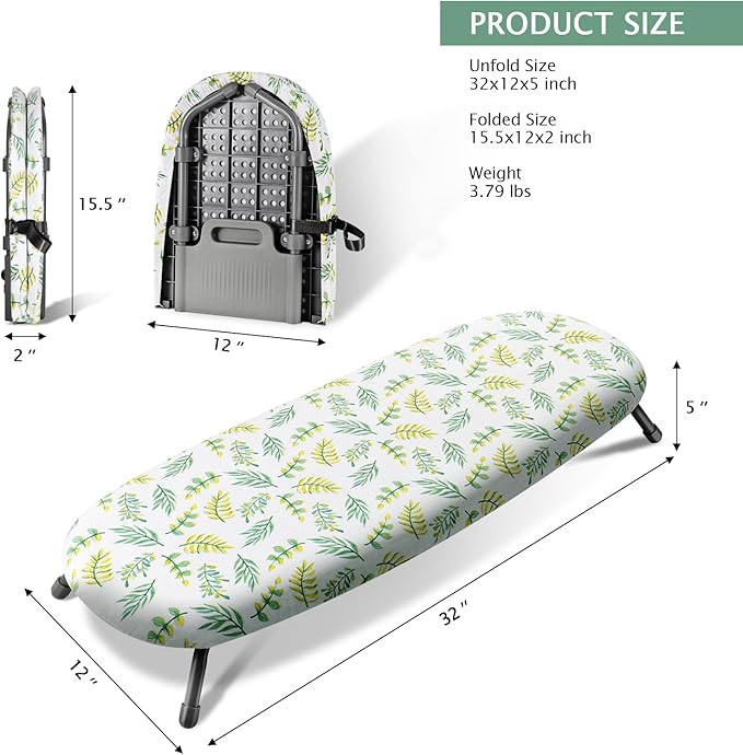 SheeChung Small Ironing Board 12"x32", Table Top Mini Ironing Boards