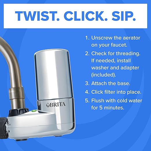 Brita Faucet Mount Water Filter System, No-Wait Filtration, Easy Install