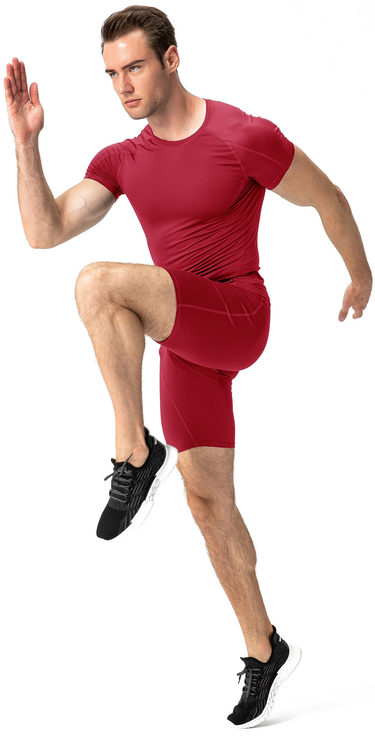 Men's Compression Shirt Short Sleeve Workout Shirts Cool Dry Athletic Baselayer T-Shirts Sports Running Tops Underwear