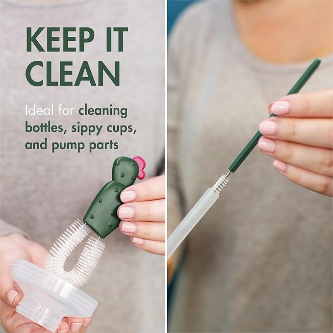 Boon Cacti Bottle Cleaning Brush Set, Terracotta, 4 Piece Set