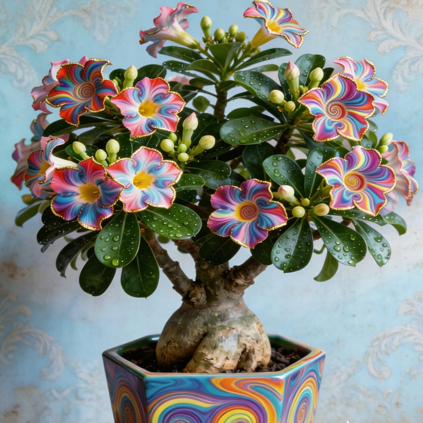 Rare Desert Rose Plant Live Succulent | Low Maintenance Flowering Plant for Indoor & Outdoor Home Garden Decor (1)