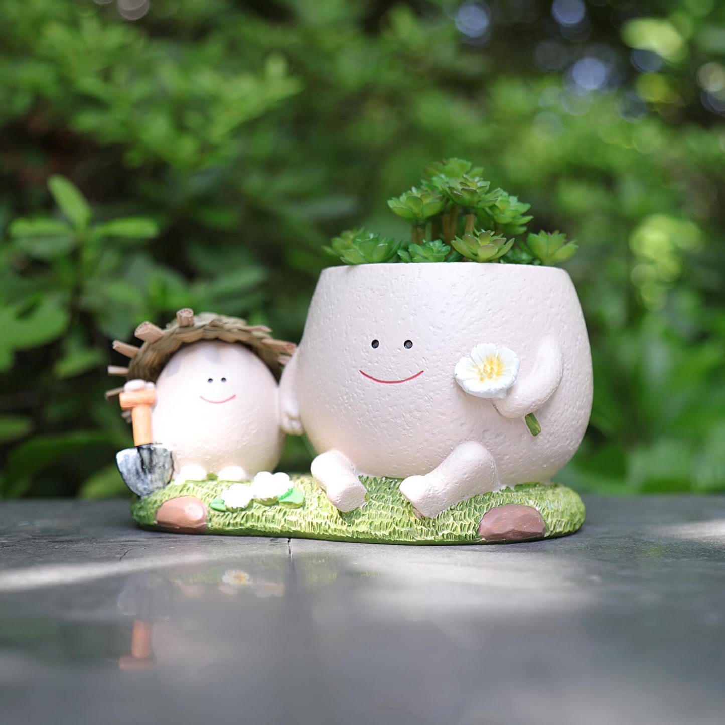 NINIPAPA Cute Smiley Face Planter Pot with Drainage Hole Funny Plant Pots for Indoor Outdoor Plants, Head Flower Pots for Succulent String of Pearls Unique Gift on Mother's Day, Birthday, Christmas