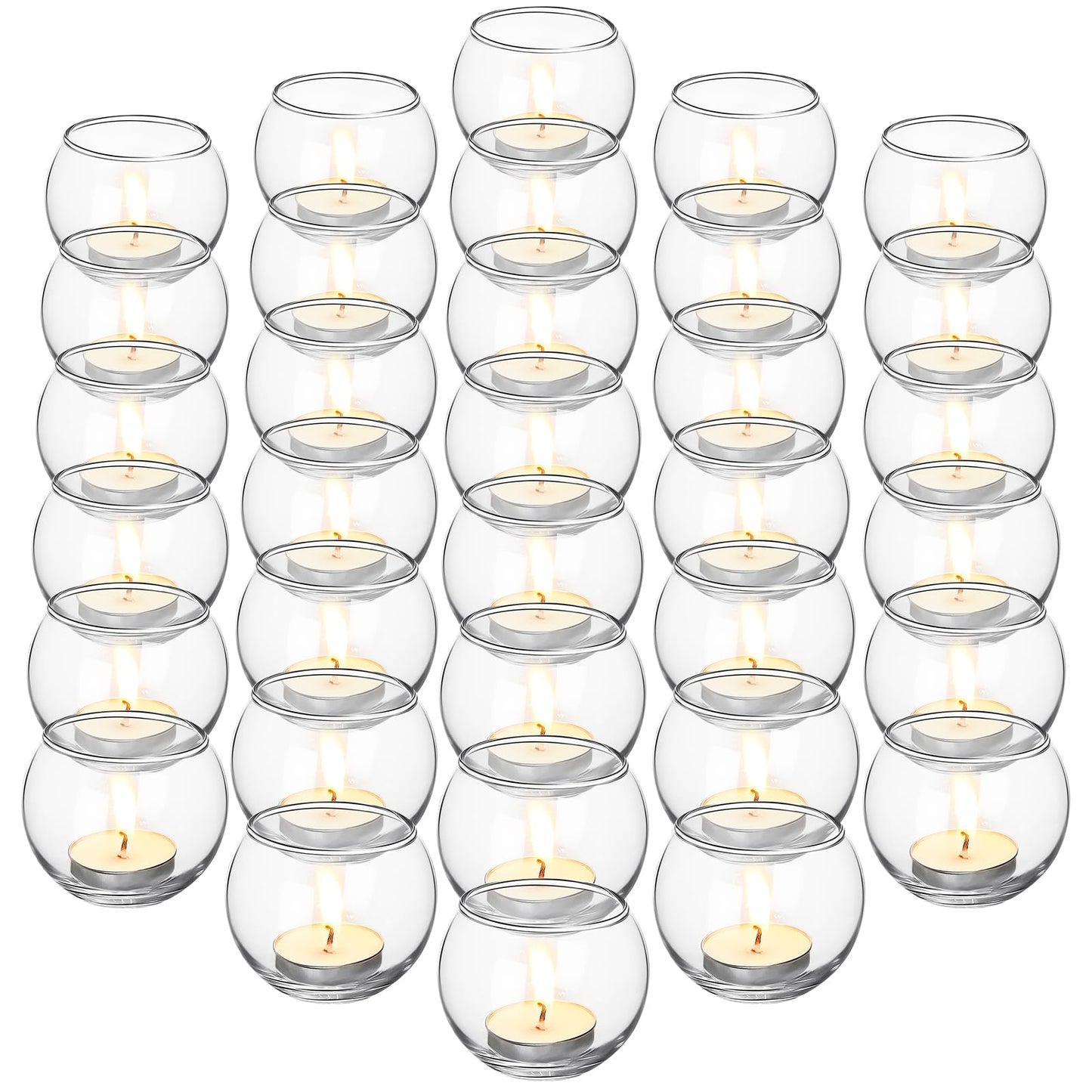 Uiifan 36 Pcs Clear Votive Candle Holder 1.97'' x 2.17'' Bulk Glass Tea Lights Round for Wedding Candle Jars Holder for Wedding Table Centerpiece Party Birthday Home Decoration