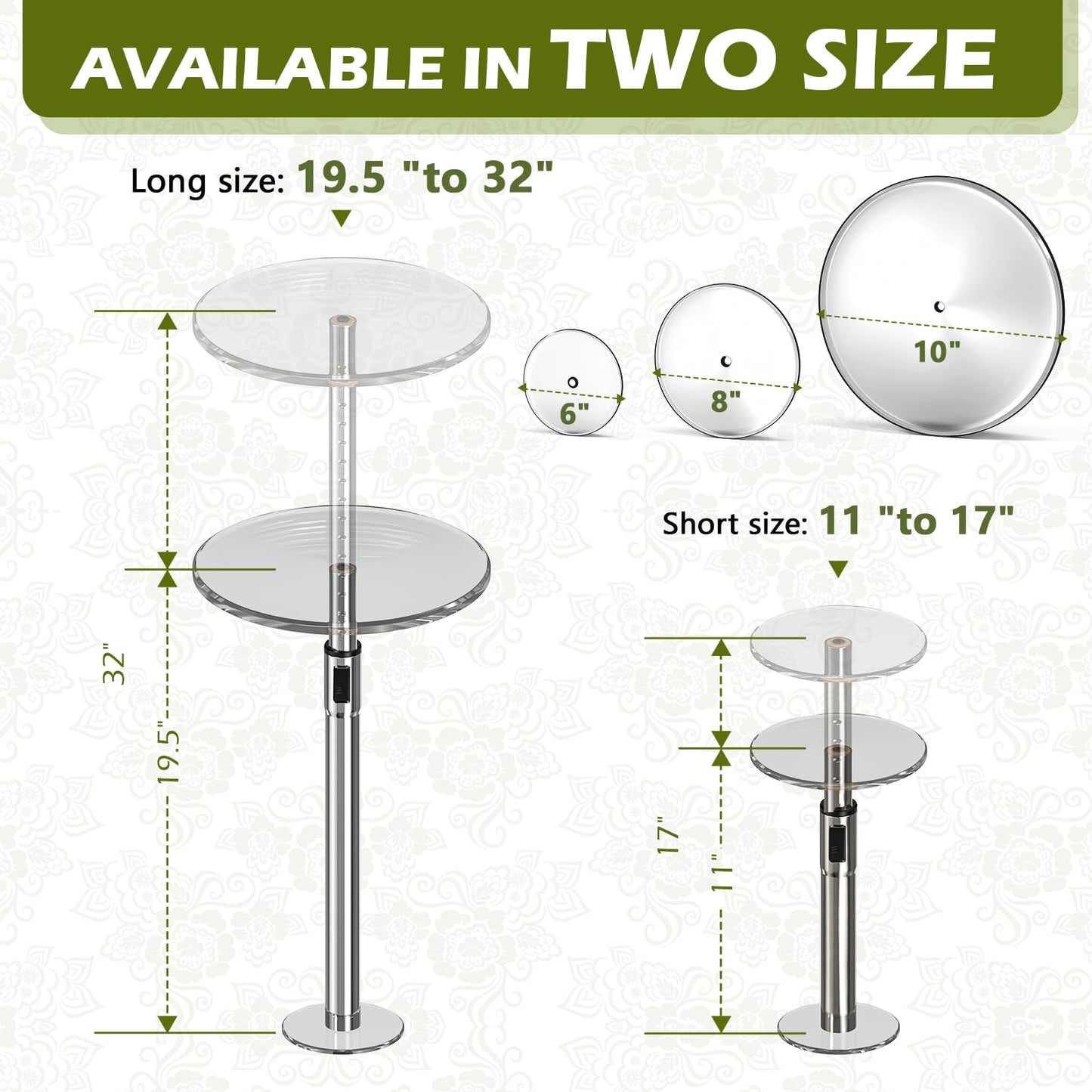 Hazztoll 2 Set Adjustable Plant Risers,11-17" Rise Plant Risers for Pots Outdoor, Metal Lift Insert for Tall Taper Flower Pots (6" 8" 10" Base or Top)