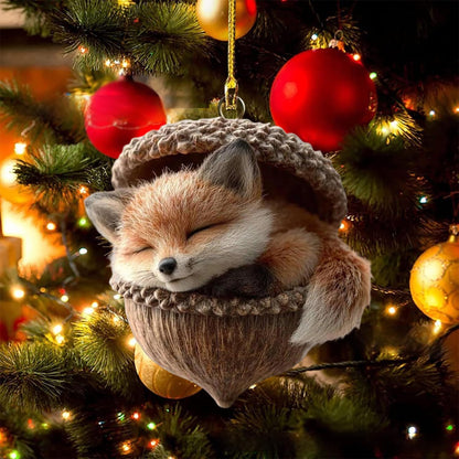Christmas Tree Decoration,5Pcs Cute Animals Christmas Tree Acrylic Pendant, Fun Pinecone Xmas Hat Xmas Tree Accessories Christmas Pendants Hanging,Owl Rabbit Fox Christmas Ornament