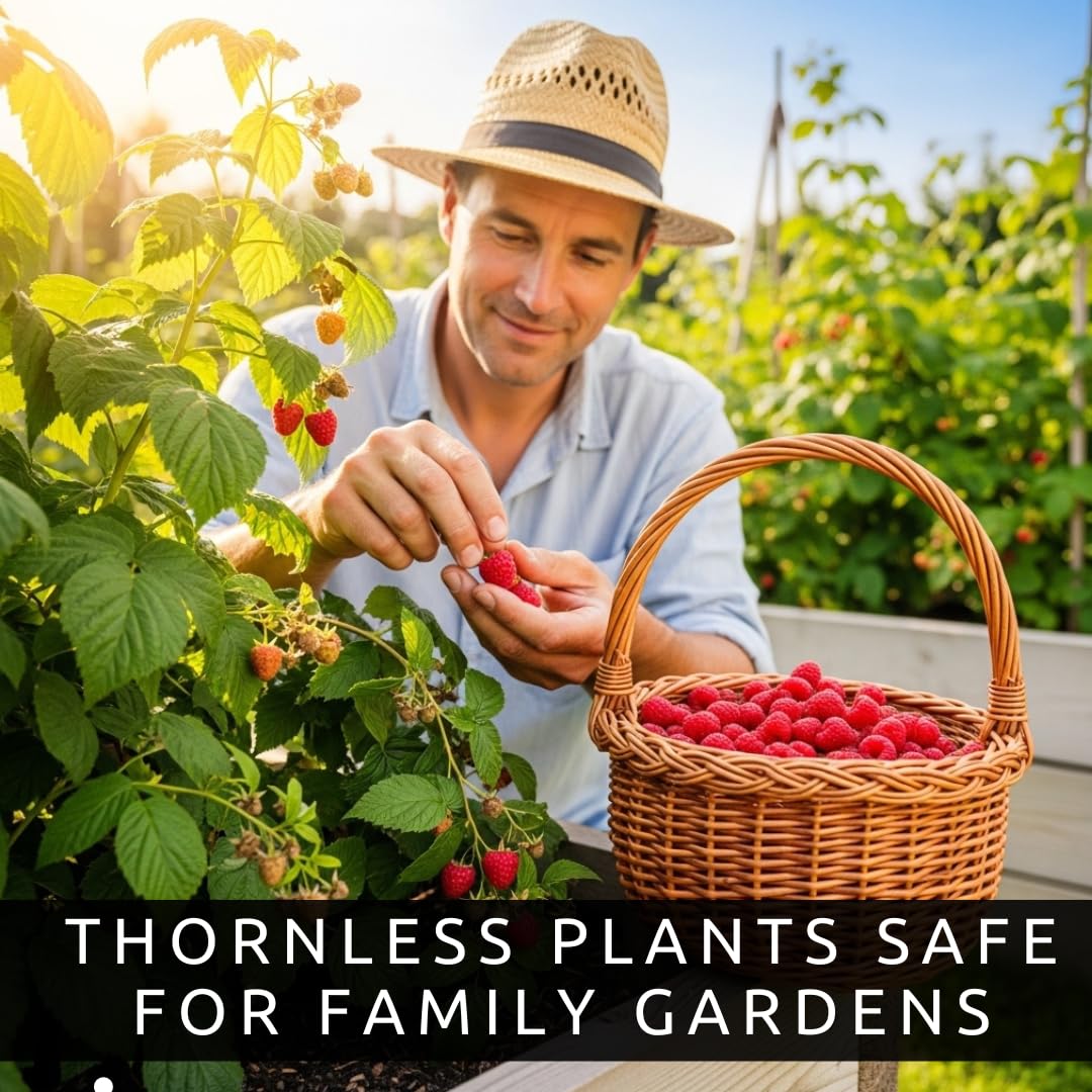 Joan J Raspberry Plants – Thornless Red Raspberry with Large Sweet Berries – Everbearing Fruit Plants for Home Gardens (10 Plants)