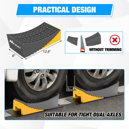 Nilight RV Leveler - 2 Pack Camper Leveling Blocks Ramp Support Dual Axles, Up to 35,000lbs, Fast RV Accessories Leveling System for Travel Trailer, Motorhome - Yellow