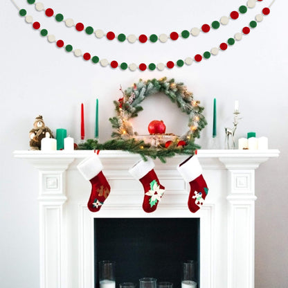 60 Balls Christmas Felt Ball Garlands - Christmas Decorations - Christmas Pom Pom Garlands for Christmas Tree- Xmas Holiday Indoor Outdoor Home Office Hanging Decor - Xmas Decorations- 25mm