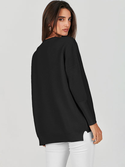 ANRABESS Womens Oversized Batwing Long Sleeve Ribbed Knit Sweaters 2025 Fall Outfits