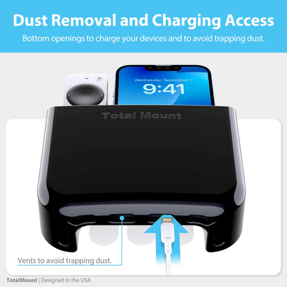 TotalMount Hole-Free Remote Holder – Eliminates Need to Drill Holes in Your Wall (for 2 or 3 Remote Controls – Black – Quantity 1)