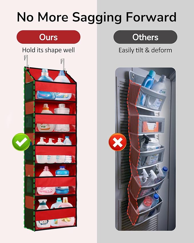 ULG 1 Pack Over The Door Organizer – 5 Shelf Door Organizer Hanging & 10 Side
