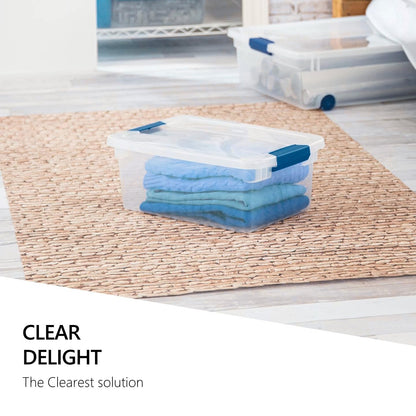 Tribello Clear Plastic Storage Bins with Lids Stackable Storage Bins (15 Quart)