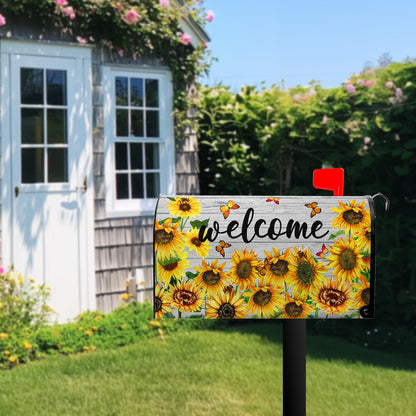 Summer Flowers Mailbox Covers Magnetic Sunflower Mailbox Cover Post Letter Box Cover for Garden 21x18 in Mailbox Wraps for Yard Home Decor