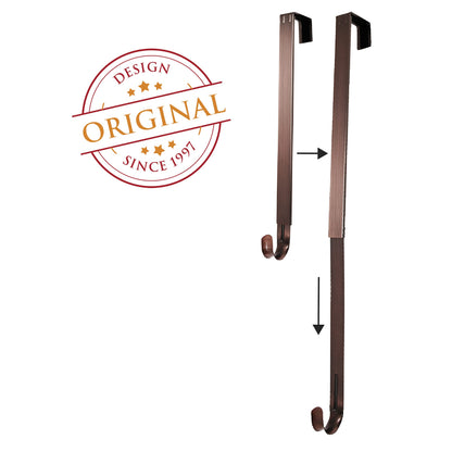 Haute Decor Adjustable Length Wreath Hanger with Removable Icon (Oil-Rubbed Bronze - Fleur De Lis) - Metal Over The Door Wreath Hanger for Front, Back, Interior Doors