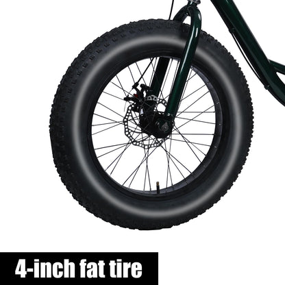Maixhae Tricycle for Adults, Fat Tire 3 Wheel Bike with 7 Speeds, 450lbs Capacity, 20 Inch All-Terrain Trike, Dual Disc Brakes, Adjustable Seat & Large Rear Basket (Black)