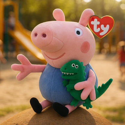 Ty Beanies George 10" | Peppa Pig Beanie Baby Soft Plush Toy | Collectible Cuddly Stuffed Teddy