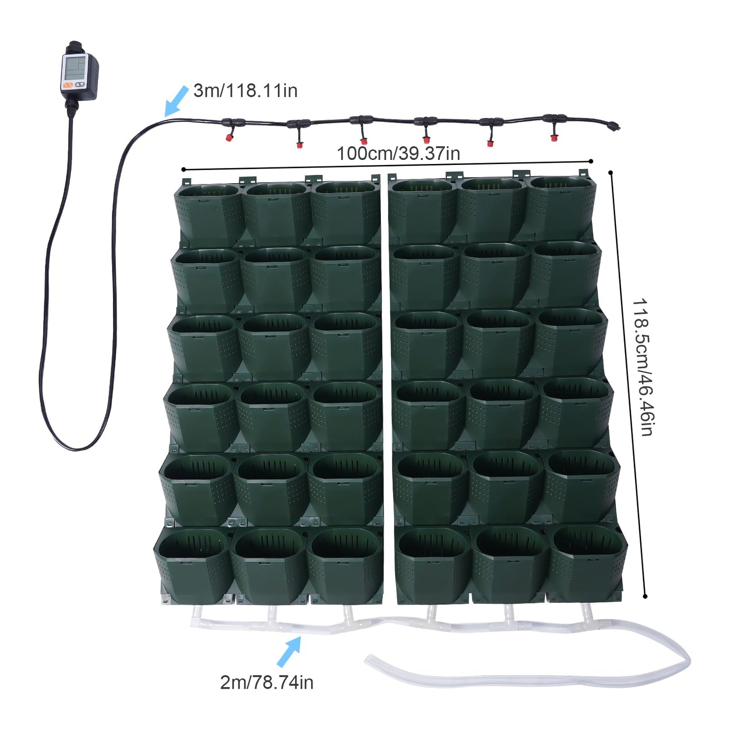 Self-Watering Vertical Garden Planter, Garden Growing System, Planters Self-Watering System, Wall Mounted Vertical Garden Planter, 36 Pots Flower holder for Indoor Herbs Vegetable Fruit, Green