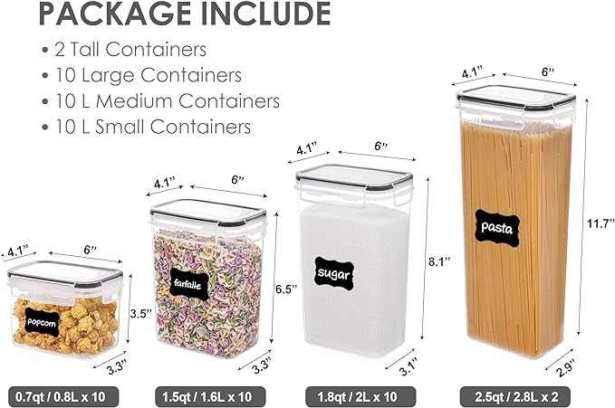 Vtopmart 32pcs Airtight Food Storage Containers Set, BPA Free Plastic Kitchen