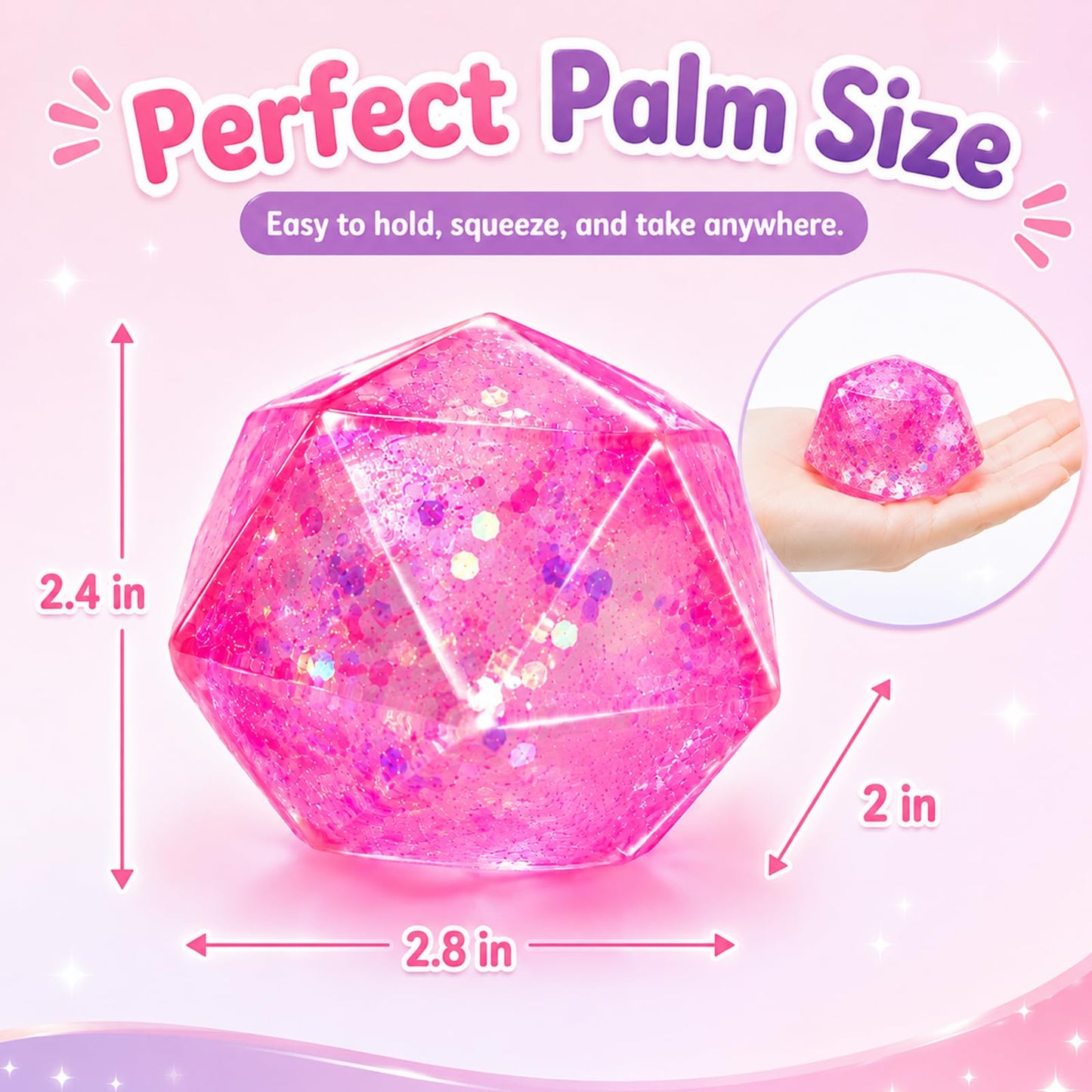 4Pcs Gemstone Squishy Stress Relief Toys,Malt Sugar Slow Rising Glitter Squeeze Sensory Toy,Cute Diamond Dumpling Fidget Ball Toy,Squishies Gifts for Teens Adult (4-Piece Set - Glitter)