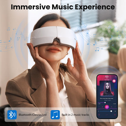 TOLOCO Eye Massager with Heat, FSA/HSA Eligible Eye Mask Massager for Migraines with Bluetooth Music, Face Massager for Eye Strain, Improve Sleep, Wedding, Birthday Gifts for Women/Men