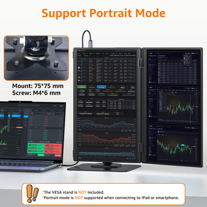Portable Monitor 15.6" FHD 85% sRGB 60Hz IPS HDR HDMI USB-C Travel Monitor for Laptop MacBook PC Surface PS5 Xbox, External Display with Cover & Speakers, VESA Compatible
