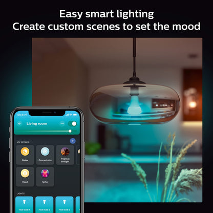 Philips Hue Smart 100W A21 LED Bulb - White and Color Ambiance Color-Changing Light - 4 Pack - 1600LM - E26 - Indoor - Control with Hue App - Works with Alexa, Google Assistant and Apple Homekit.