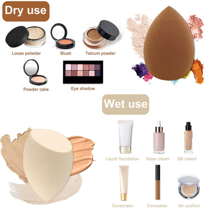 12 Pieces Professional Makeup Sponge Set,Latex Free Flawless Soft Setting Face Puffs,Multicolor Beauty Sponge Blender Cosmetic Applicator for Powder,Liquid,Facial Makeup Tools