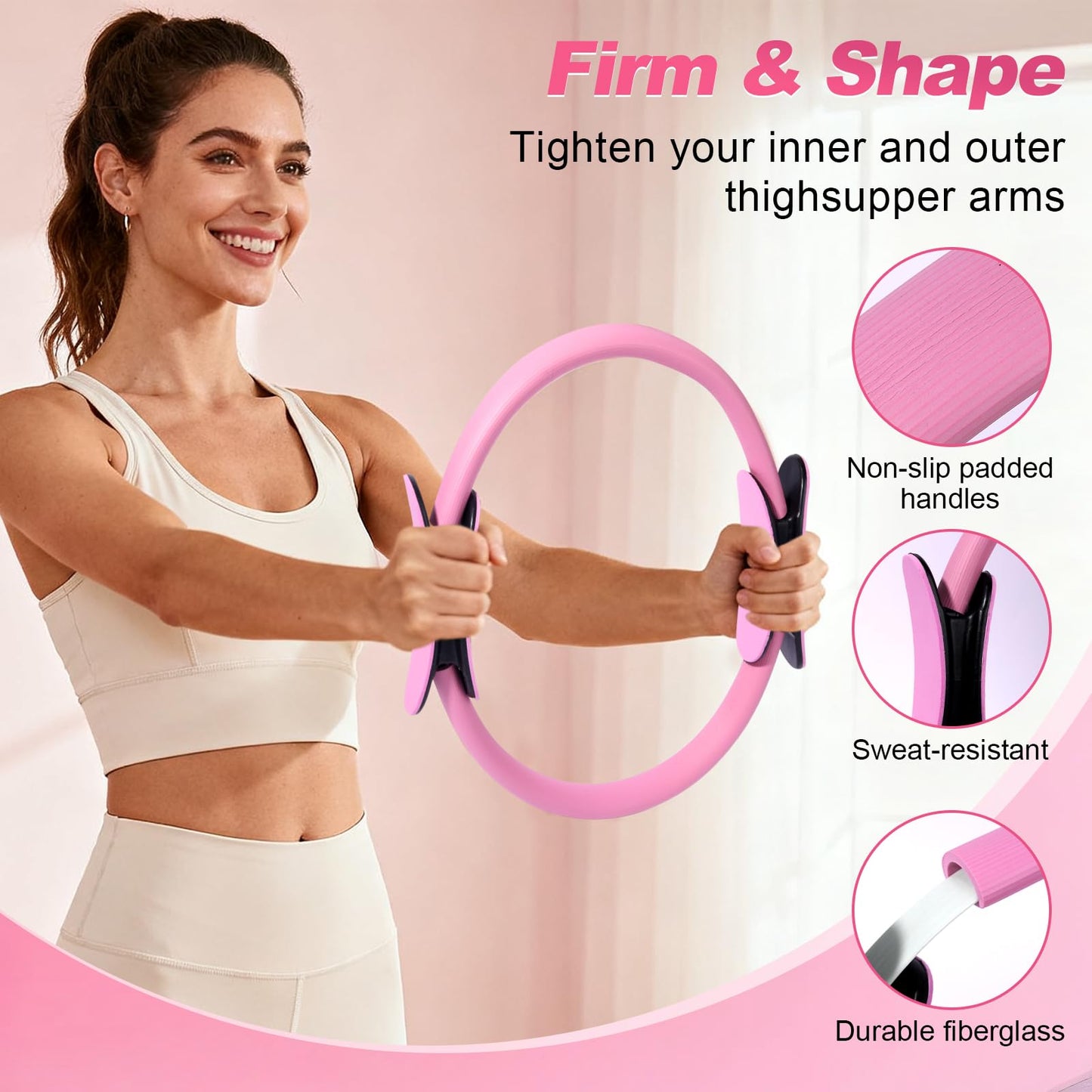 Pilates Kit 14 Pcs, Pilates Essentials Kit for Women, Pilates Equipment for Home with Yoga Circle Ball Ring, 5 Resistance Bands,Pedal Puller Resistance Band,Anti-Slip Socks for Starter Set Accessories