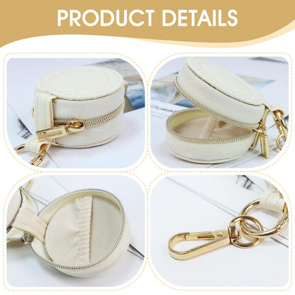 AUUTI Portable Ring Keychain Holder for Gym and Travel - White Jewelry Holder for Sports Bag, Compact Ring Earring Necklace Storage Case