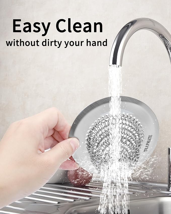 TRAPMATE 4 Pcs Kitchen Sink Drain Strainer, Stainless Steel Sink Strainer Basket