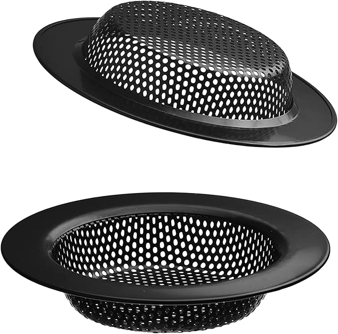 2 Pcs Black Stainless Steel Mesh Sink Drain Strainer, 3.54" Top/2.16" Kitchen
