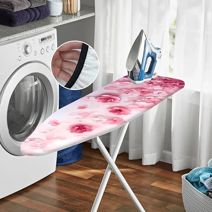 Nuxovilar Pink Watercolor Flowers Ironing Board Cover, This Cover Fits Most