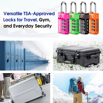 TSA Approved Travel Luggage Locks, Open Alert Combination Lock for School Office & Gym Locker ,Toolbox, Pelican Case,Easy Read Dials- 1, 2 & 4 Pack (1, Yellow 2 Pack)