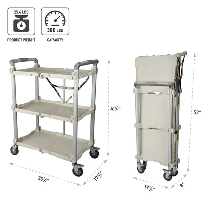Olympia Tools 89-355 Pack N Roll Collapsible Service Cart, XL, 300LB Capacity, White