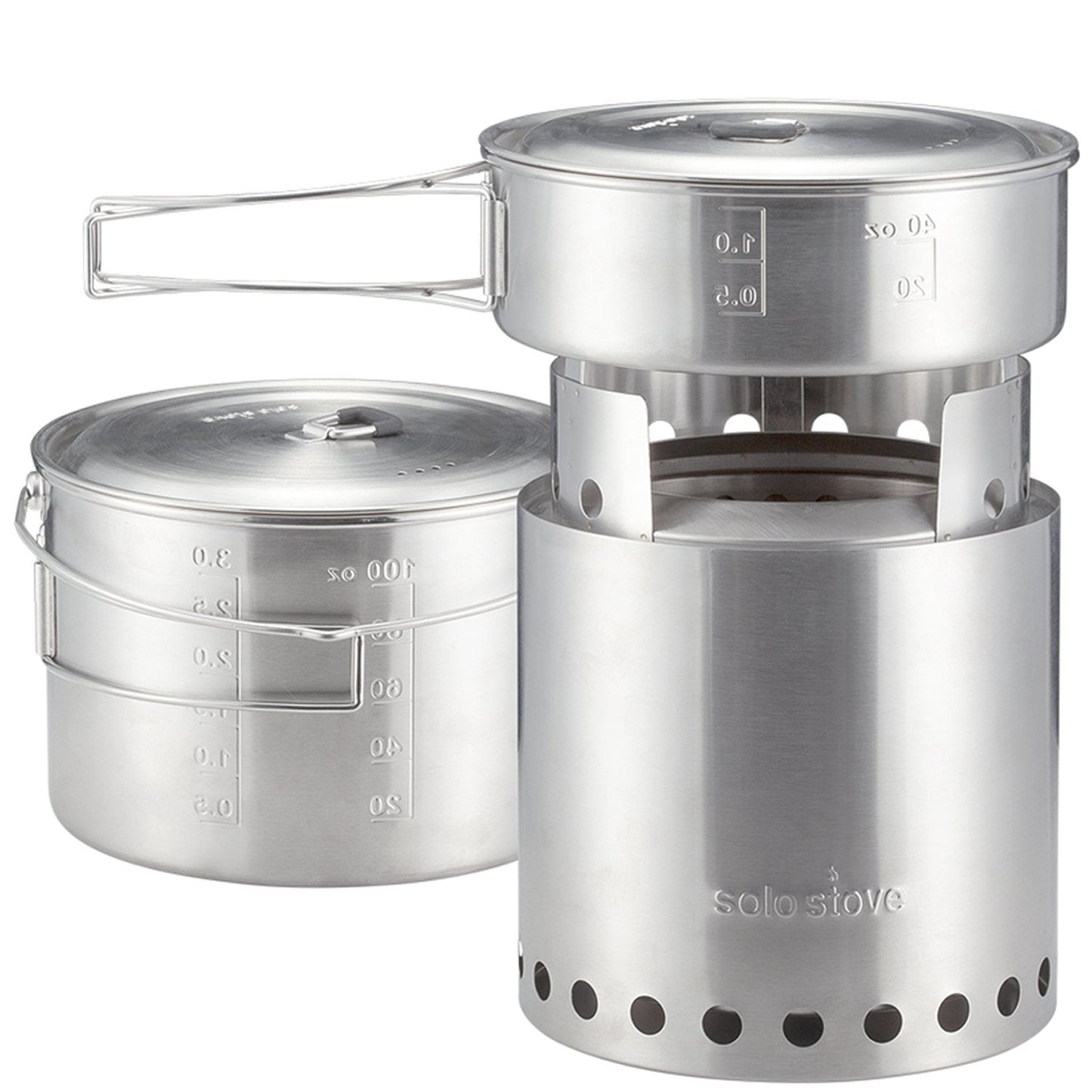 Solo Stove Campfire 2 Pot Set Combo - 4+ Person Wood Burning Camping Stove | Outdoor Kitchen Kit for Backpacking Camping Survival | NO Batteries or Liquid Fuel Gas Canister Required