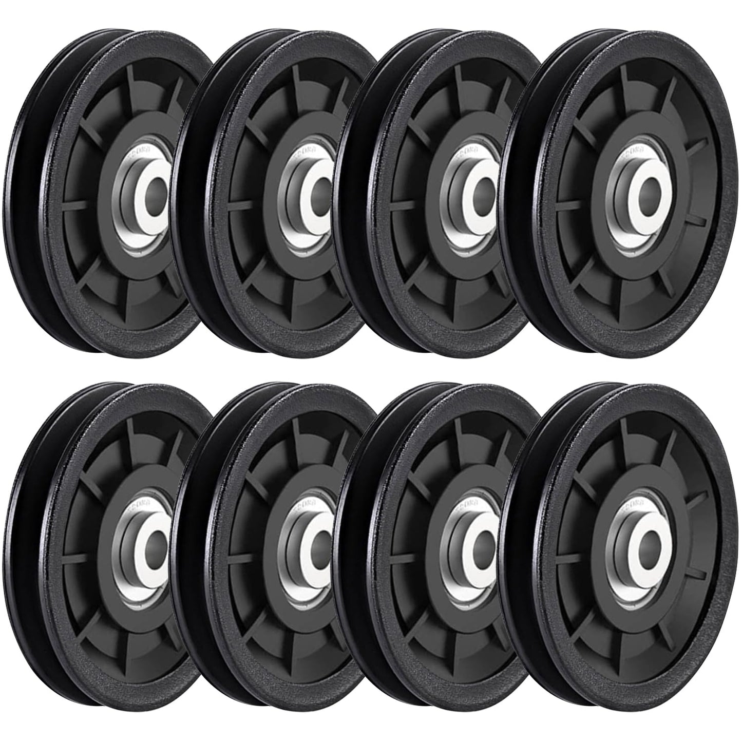 Tempsnow 8Pcs 3.5" Nylon Bearing Pulley Wheel Replacement for Gym Equipment Part Cable Machine Universal Wear-Proof Nylon Pulley System Gym Attachments