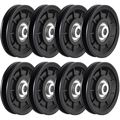 Tempsnow 8Pcs 3.5" Nylon Bearing Pulley Wheel Replacement for Gym Equipment Part Cable Machine Universal Wear-Proof Nylon Pulley System Gym Attachments