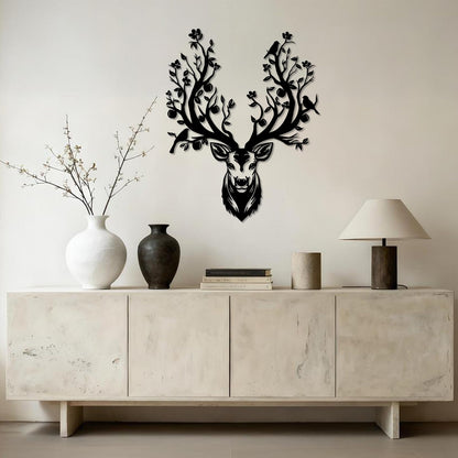 Harikikochuu Deer Head Wall Decor Metal Deer Head Wall Art Tree Branch Metal Wall Sculpture for Living Room Bedroom Entryway Outdoor Art Hunting Accent for Cabin Lodge Farmhouse (16.1x12.6 Inch)