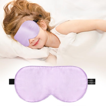 Kids Sleep Mask Eye Cover, 100% Real Natural Pure Silk Eye Mask with Adjustable Strap, Blindfold Kids Eye Mask for Sleeping, Eye Shade for Boys Girls and Adult, Pressure-Free Comfort (Black)
