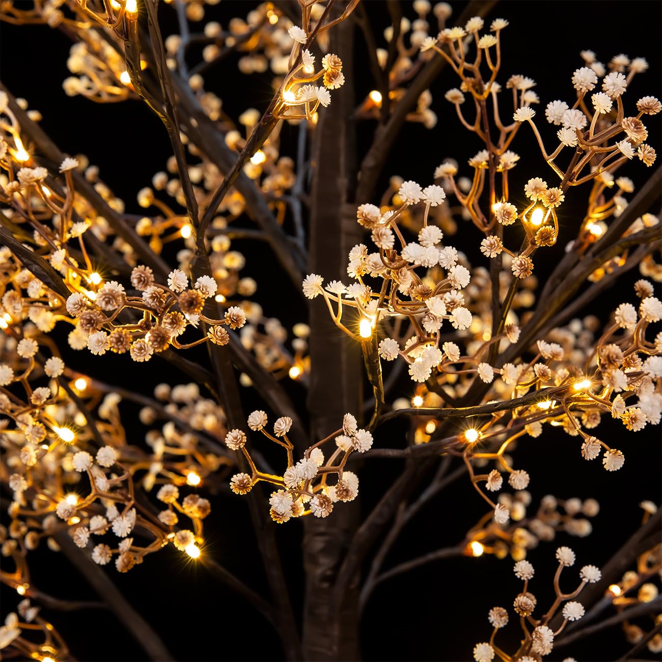 TYBEEU 4ft Lighted Baby's Breath Tree with 64 Warm White LED Lights, Dimmable, Ideal for Indoor & Outdoor Holiday Decor, Home, Garden, Wedding & Party