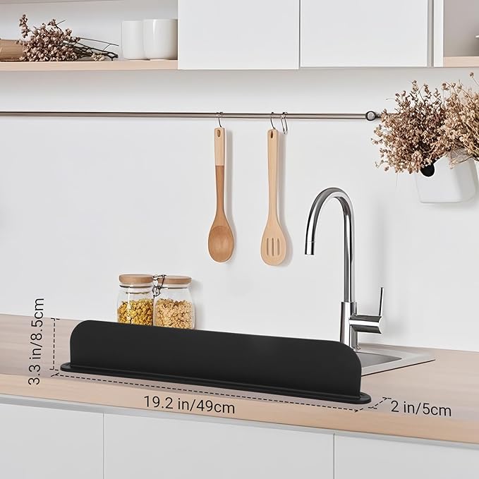 19.29 inch Sink Water Splash Guard, Silicone Sink Splash Guard, Backsplash