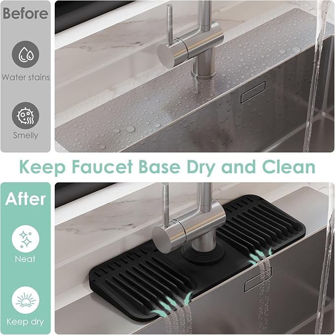 14.6 Inch Silicone Faucet Mat for Kitchen Sink Splash Guard