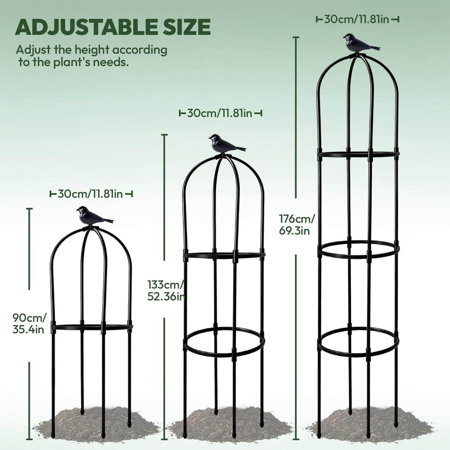 2 Pack Garden Obelisk Trellis for Climbing Plants, 6FT Plant Cages and Supports, Tomato Cage Tall Plant Stakes Indoor & Outdoor, Trellis for Potted Plants, Vegetables, Fruits, Flowers, Pots, Vines