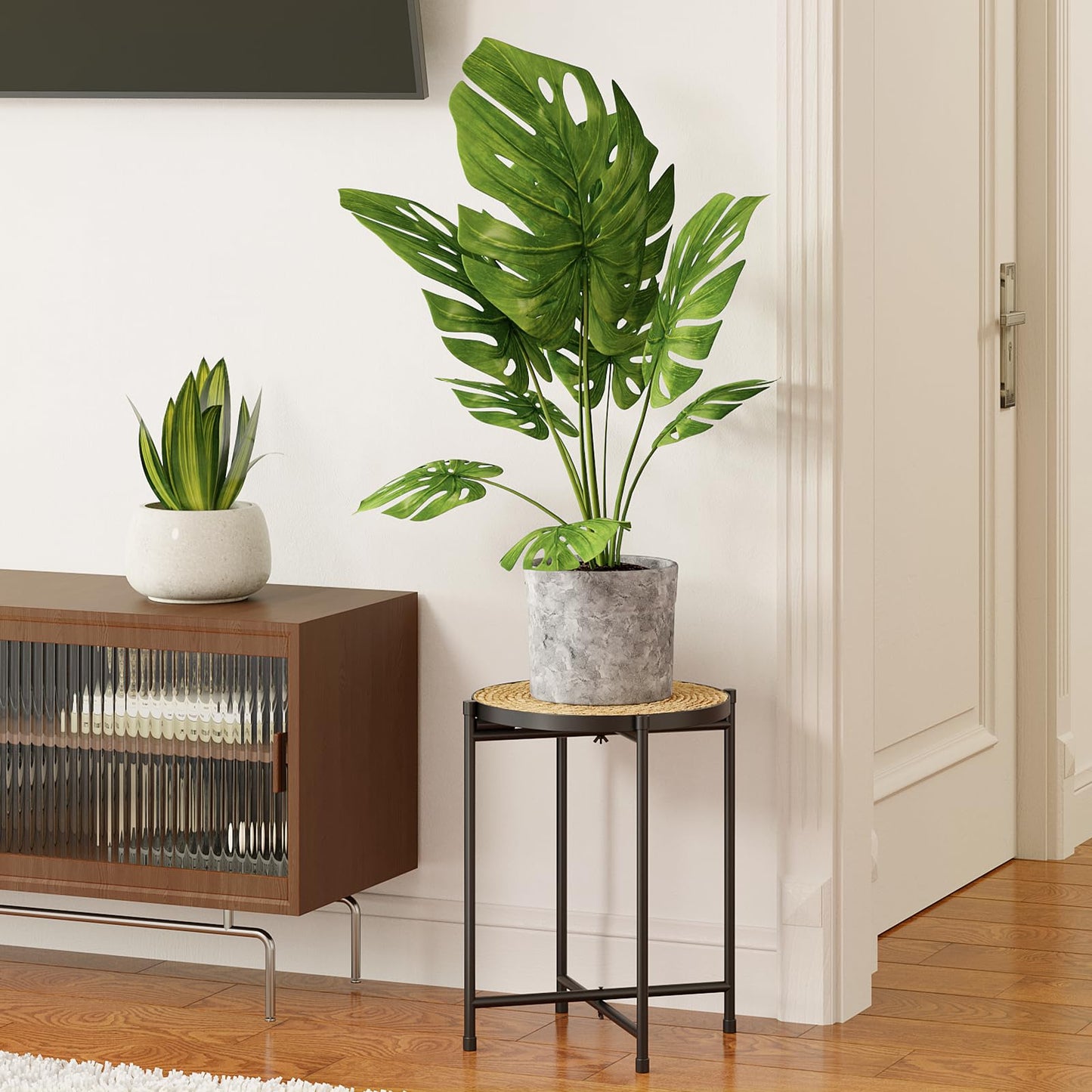 Bamworld Indoor Plant Stand Tall Plant Table Corner Plant Stool Boho Small Plant Holder Single Flower Stand for Large Plants Decor Pot Stand for Living Room Bedroom Balcony