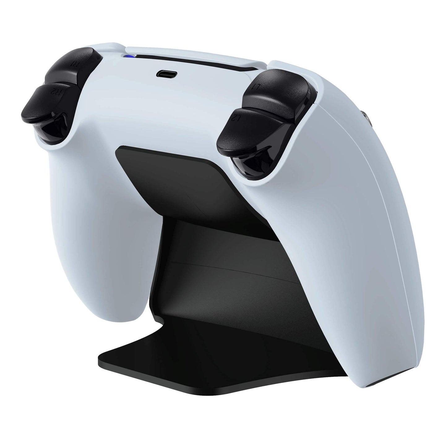 PlayVital Solid Black Controller Display Stand for ps5, Gamepad Accessories Desk Holder for ps5 Controller with Rubber Pads