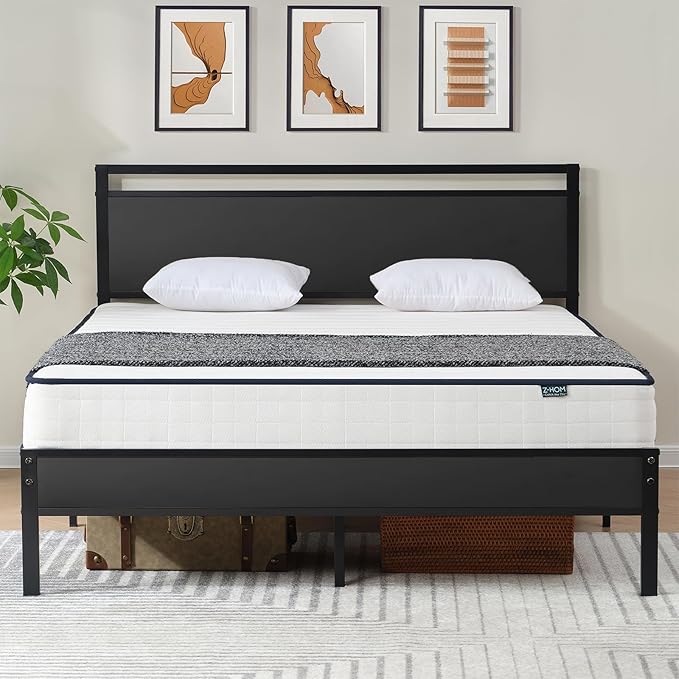 Z-hom Upgraded King Size Bed Frame, Heavy Duty Metal Sturdy King Bed Frame