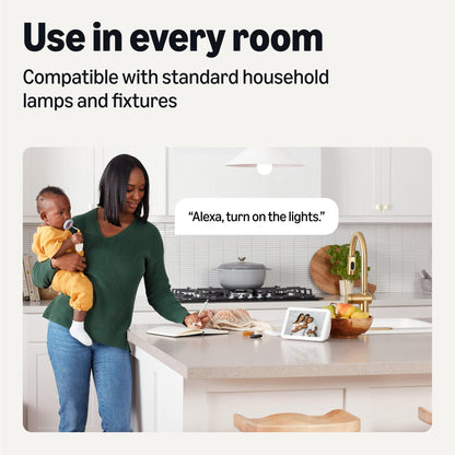 Amazon Basics Smart A19 LED Light Bulb, Color Changing, 9W (60W Equivalent), 800LM, Works with Alexa Only, 2.4 GHz Wi-Fi, No Hub Required, 1 Pack